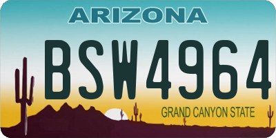 AZ license plate BSW4964