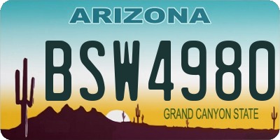 AZ license plate BSW4980