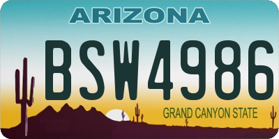 AZ license plate BSW4986