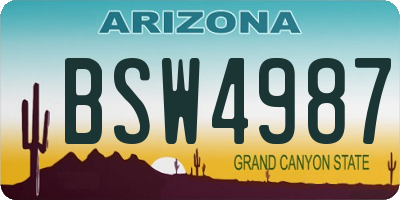 AZ license plate BSW4987