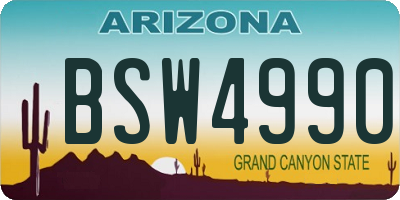 AZ license plate BSW4990