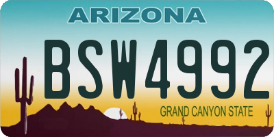 AZ license plate BSW4992