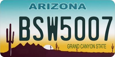 AZ license plate BSW5007