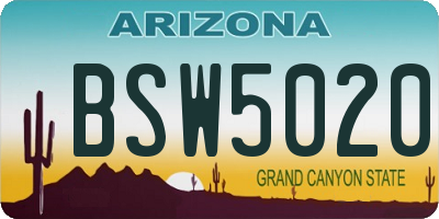 AZ license plate BSW5020