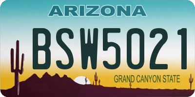 AZ license plate BSW5021