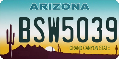 AZ license plate BSW5039