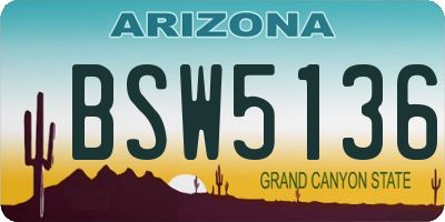 AZ license plate BSW5136
