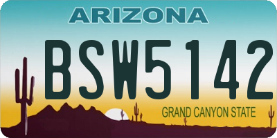 AZ license plate BSW5142