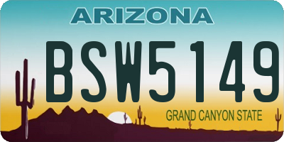 AZ license plate BSW5149