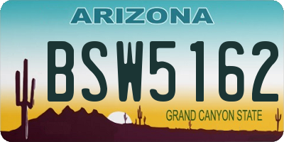 AZ license plate BSW5162