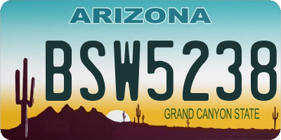 AZ license plate BSW5238