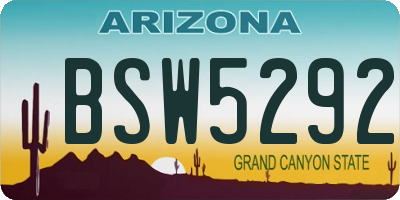 AZ license plate BSW5292