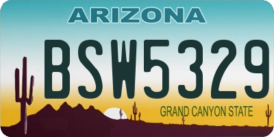 AZ license plate BSW5329