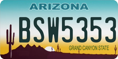 AZ license plate BSW5353