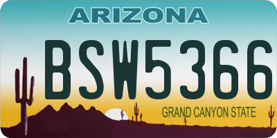 AZ license plate BSW5366