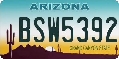 AZ license plate BSW5392