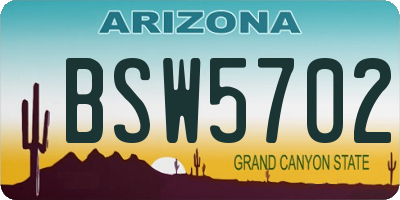 AZ license plate BSW5702