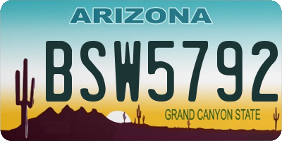 AZ license plate BSW5792