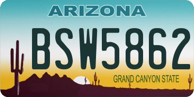 AZ license plate BSW5862