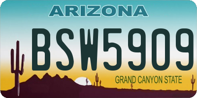 AZ license plate BSW5909