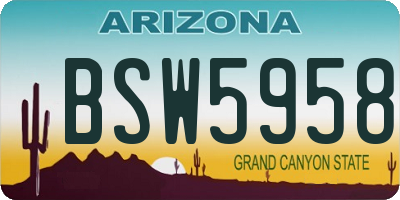 AZ license plate BSW5958