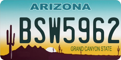 AZ license plate BSW5962