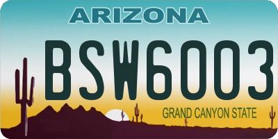 AZ license plate BSW6003