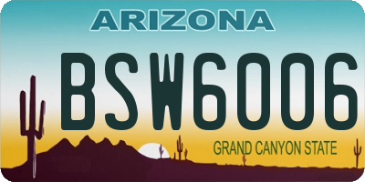 AZ license plate BSW6006
