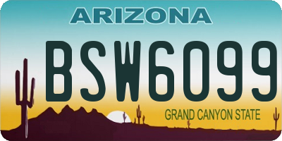 AZ license plate BSW6099