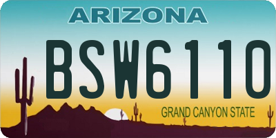 AZ license plate BSW6110
