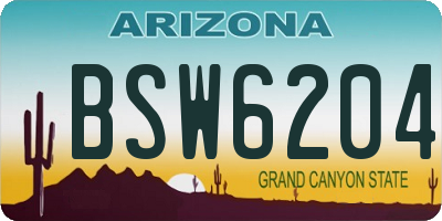 AZ license plate BSW6204