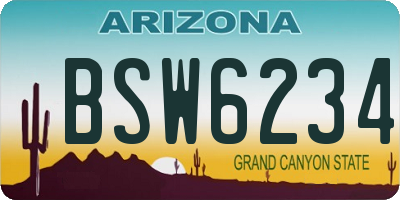 AZ license plate BSW6234
