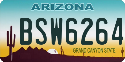 AZ license plate BSW6264