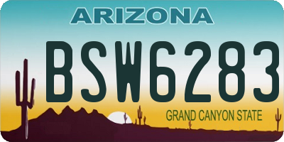 AZ license plate BSW6283