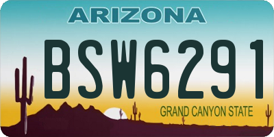 AZ license plate BSW6291