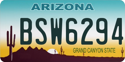 AZ license plate BSW6294