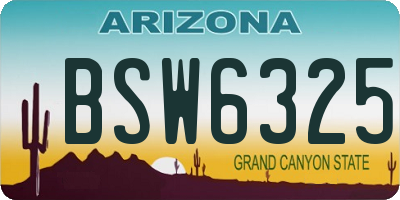 AZ license plate BSW6325