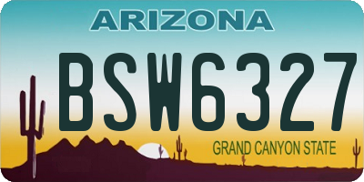 AZ license plate BSW6327