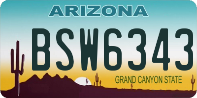 AZ license plate BSW6343