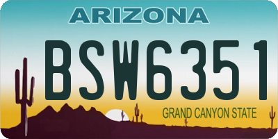 AZ license plate BSW6351