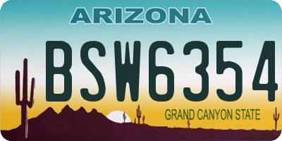 AZ license plate BSW6354