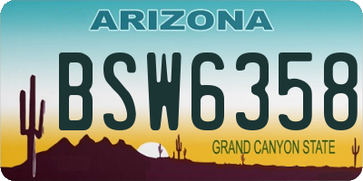 AZ license plate BSW6358