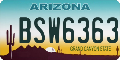 AZ license plate BSW6363