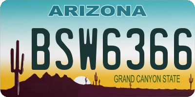 AZ license plate BSW6366