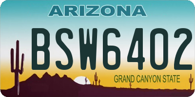 AZ license plate BSW6402