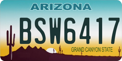 AZ license plate BSW6417