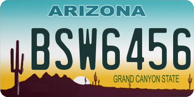 AZ license plate BSW6456