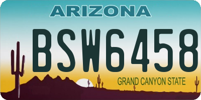 AZ license plate BSW6458