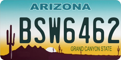 AZ license plate BSW6462