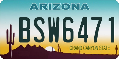 AZ license plate BSW6471